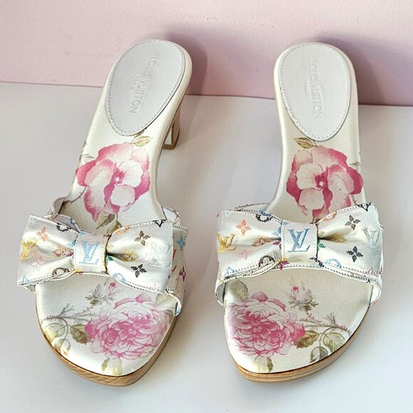 Louis Vuitton Floral Heels Sandals Women - Picture 1 of 8
